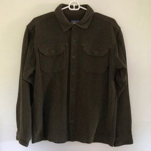 Unisex Patagonia Olive Green Fleece Button Down
